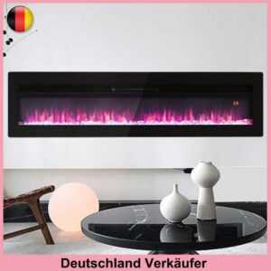 Elektrokamin Glas Panel Kamin LED-Licht Multifarbe Flamme Wandkamine 1500/1800W