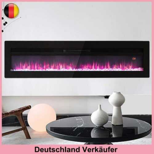 Elektrokamin Glas Panel Kamin LED-Licht Multifarbe Flamme Wandkamine 1500/1800W