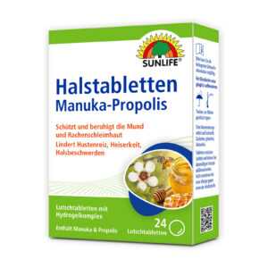 SUNLIFE® Halstabletten Manuka-Propolis 24 Stk Hustenreiz Heiserkeit Kratzen Hals