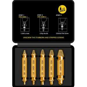 Professionelles 5-teiliges Schraubenausdreher Set M3-M18 aus HSS 4341 Goldfarben