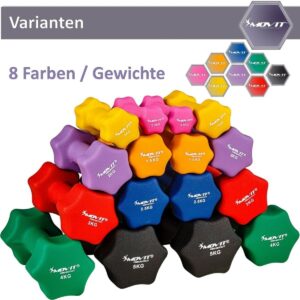 Movit® Kurzhantel Set Neoprenhantel Hantel Set Gymnastik Aerobic Fitness 2er Set