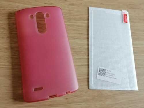 für Smartphone LG G 3 : Displayschutzfolie (NEU) + Soft-Cover rot (sehr gut)