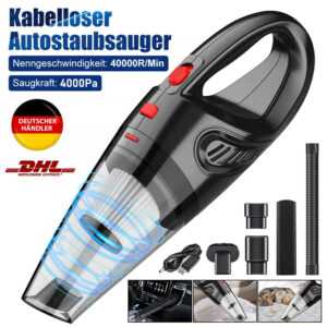 Akku Handstaubsauger Kabellos Staubsauger beutellos für Auto Büro 120W mit USB