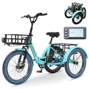 MOONCOOL Falten Elektro Dreirad E-Bike 650W 3 Rädern E-Fahrrad Tricycle Mit Korb