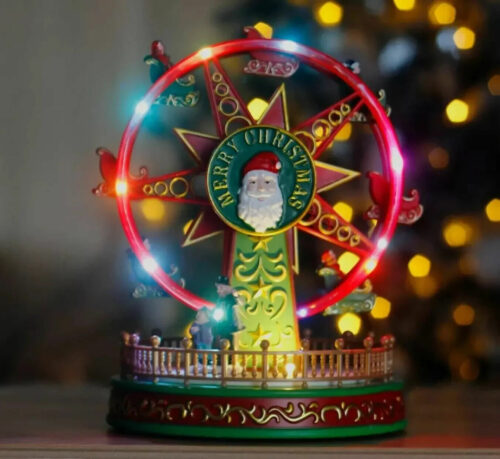 Weihnachtsdorf Jahrmarkt Deko Leucht Riesenrad Santa Xmas LED