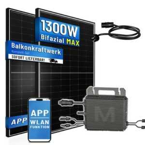 Balkonkraftwerk 1300W Bifazial Solaranlage mit 800W Marstek Wechselrichter