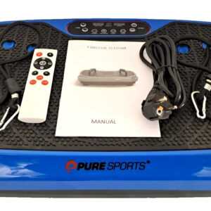 Vibrationsplatte mit Griffen & Trainingsbänder | sehr leise, 120 Stufen, blau