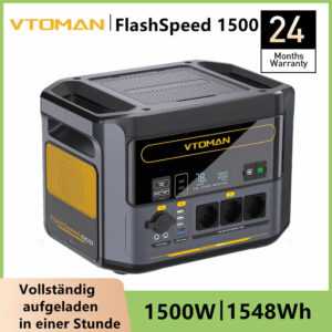 VTOMAN FlashSpeed 1500 Tragbare Powerstation 1500W Solargenerator 1548Wh LiFeP04