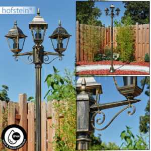 3-flammige Garten Laterne Wege Lampe Außen Steh Leuchte Kandelaber schwarz/Gold