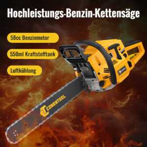 20" 58CC 3.47PS Benzin-Kettensäge Effizienz Handkettensäge aus Manganstahl 2025