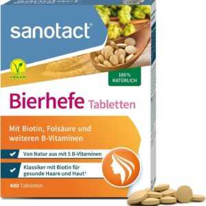 sanotact Bierhefe Tabletten (400 Tabletten) • 100% natürliche Bierhefe vegan • M