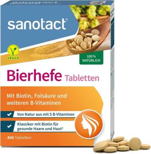 sanotact Bierhefe Tabletten (400 Tabletten) • 100% natürliche Bierhefe vegan • M