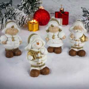 4er Set Weihnachtsdeko Figuren Dekofigur Weihnachten Keramik Fensterdeko gold