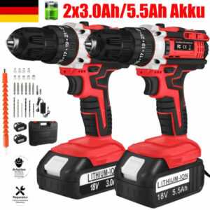 3 in 1 Akku Schlagbohrschrauber Akkuschrauber Set +Koffer Mit 2 Akku Für Makita