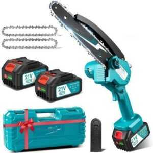 Seesii 8 Zoll Mini Akku Kabellose Minikettensäge +2 Akku Minikettensäge 2*4.0Ah