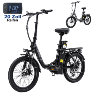 Faltbares E-Bike 36V 18Ah mit 120km Reichweite, Shimano 7-Gang, Doppelsensor
