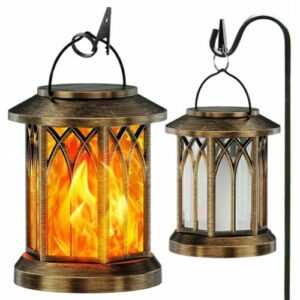 2x Solarleuchte LED Solar Garten Flammeneffekte Solarlampe Hängeleuchte Laternen