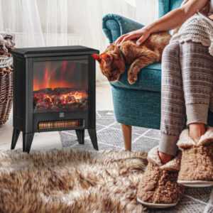 HOMCOM Elektrokamin 1800 W Elektrischer Kamin mit Heizung, LED-Flammeneffekt