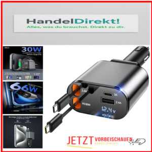 Schnelles Auto-Ladegerät USB C | iPhone & Android