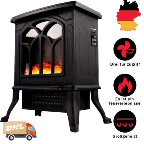 Elektrische Feuer 1800W Heizung Flammeneffekt Logs Freistehender Kamin Home
