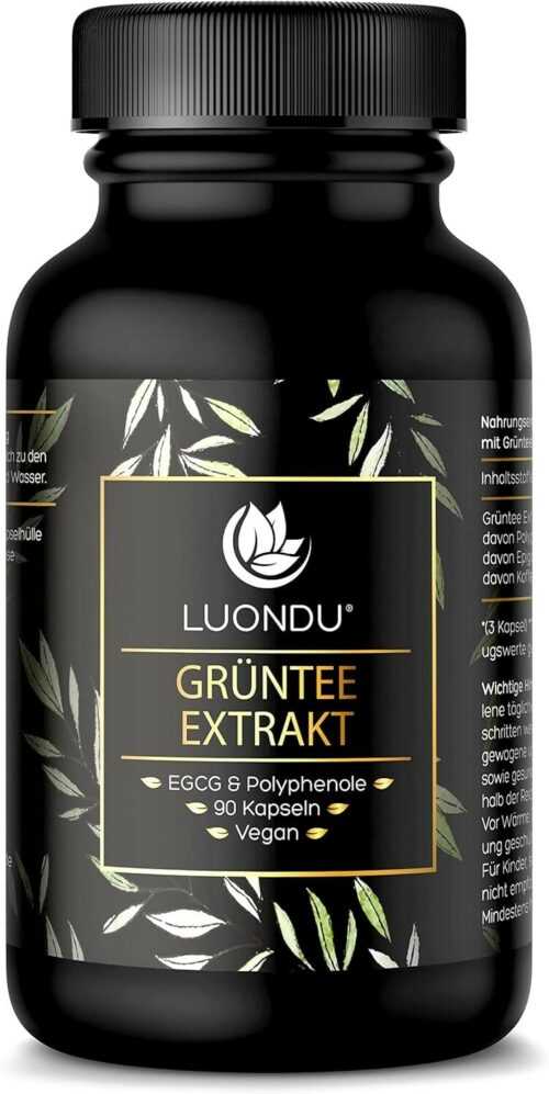 Luondu Grüntee Extrakt 90 Kapseln hochdosiert - 2250mg Grüner Tee Extrakt, 339mg