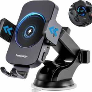 Wireless Car Charger, Caymuller 15W Fast Charging Auto Clamping Car Charger Phon