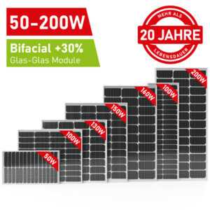 Solarmodul Bifacial Solarpanel Monokristallin 50W 100W 130W 150W 200W Watt PV