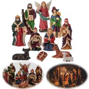 Krippenfiguren Set 11 Figuren Weihnachten Krippe 5-10cm Maria Josef Jesus Schaf