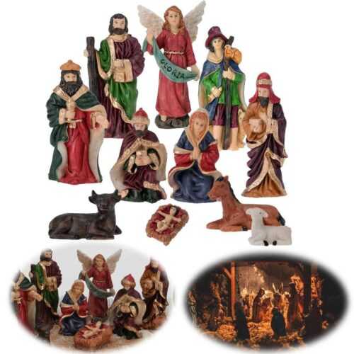 Krippenfiguren Set 11 Figuren Weihnachten Krippe 5-10cm Maria Josef Jesus Schaf