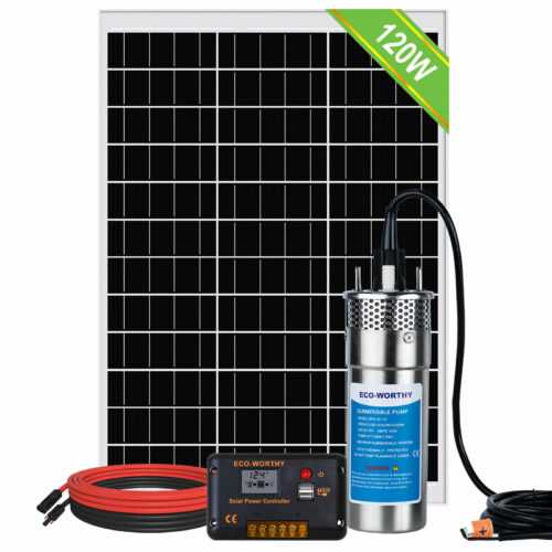 Solar wasserpumpen-Kit, 12V Edelstahl-Solarwasserpumpe +120W Solarpanel