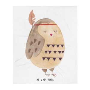 Wolldecke Eule Federschmuck - Geschenk Waldtiere Owl Wohndecke