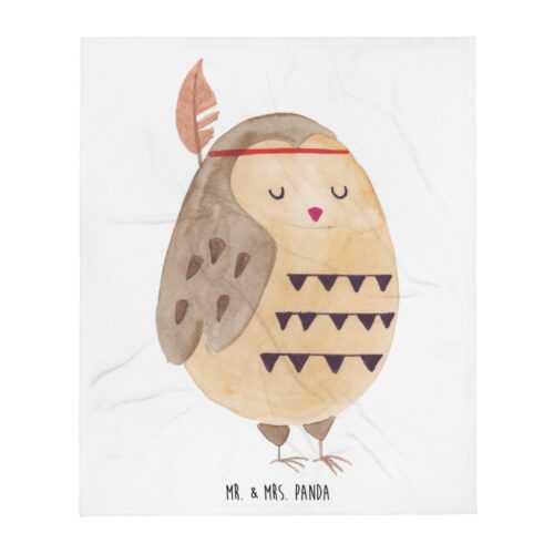 Wolldecke Eule Federschmuck - Geschenk Waldtiere Owl Wohndecke