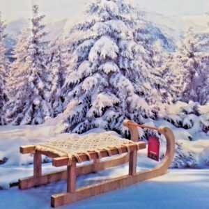 Schlitten Schnee  LED-Beleuchtung  Holzschlitten Weihnachten Winter Deko40 cm
