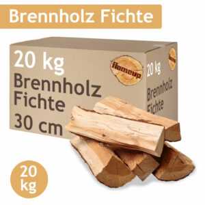 (0,99€/1kg) Brennholz Fichte Kaminholz 20 kg Holz 30 cm Ofen Kamin Kaminofen Fla
