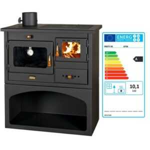 EEK A - Holzofen PRITY 1P34 10,1 kW mit Backofen & Metallplatte Kaminofen Links