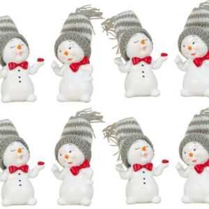 8 Stück Schneemänner klein Figur 7cm Weihnachten Dekoration Dekofigur Winterdeko