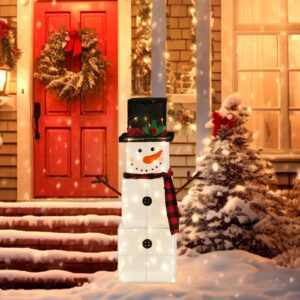 92cm Weihnachtsdeko Schneemann mit 75 Warmweiß LEDs Weihnachtsfigur außen innen