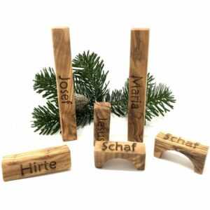 Weihnachtskrippe aus Olivenholz - Typ B, handgefertigt, 20 cm, Weihnachtsdeko