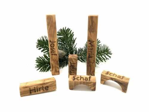 Weihnachtskrippe aus Olivenholz - Typ B, handgefertigt, 20 cm, Weihnachtsdeko