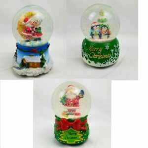 LED Schneekugel & Musik Spieluhr Ø 10x15cm Weihnachtsdeko Kugel aus Glas Living