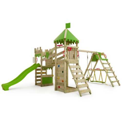 FATMOOSE Spielturm Klettergerüst RiverRun mit SurfSwing, Kleterwand & Rutsche