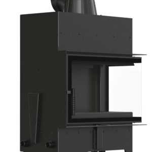 Kamineinsatz aus Stahl KRATKI FLOKI M rechts 10 kW Ø 200 schwarz Verkleidung