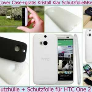 Slim Case Cover Schale Etui für HTC One (M8) Handy TPU Bumper Schutz Hülle Folie