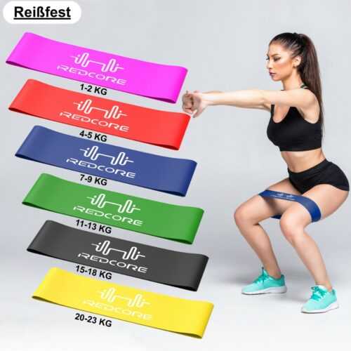 6er Fitnessband Gymnastikband Fitness Sport Band Set Beine Widerstandsband Yoga