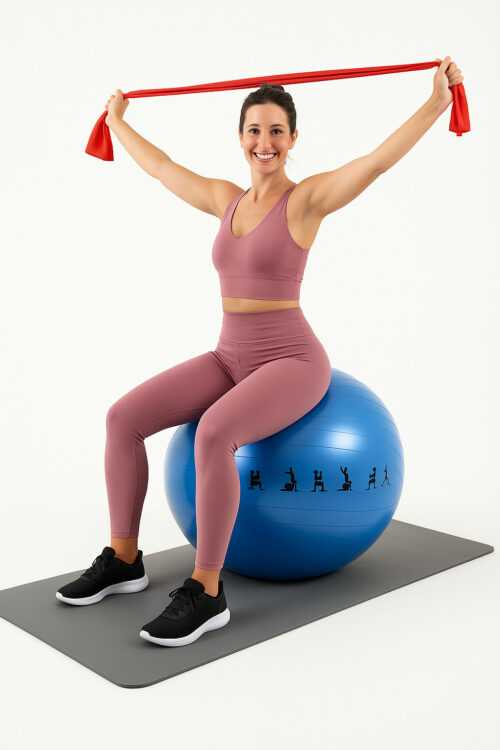 Orbisana Gymnastikball Sitzball Sportball Pilates mit Übungen, 65cm, bis 300 kg