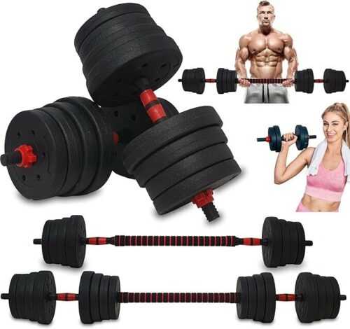 DMS® 2in1 Hantelset – 30 kg Kurzhanteln & Langhantel verstellbar mit scheiben