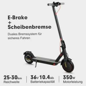 Elektro-Scooter 350W Motor | Straßenzugelassen, Bis 30km Reichweite + Mobile APP