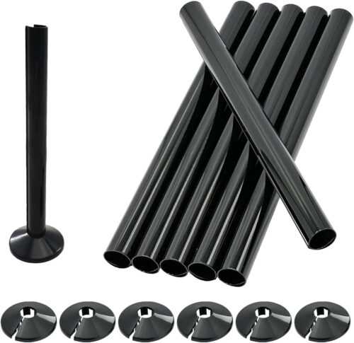 Schwarze Heizkörperrohrabdeckungen und -manschetten, 6 Stück 200 mm x 15 mm Rohr