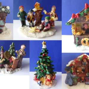 Wurm Figuren Weihnachten Winterdorf  Kinder Kapelle Tanne Marktstand Miniatur