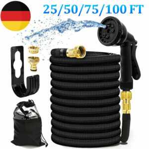 Flexibler Gartenschlauch Dehnbarer Wasserschlauch Flexischlauch 7.5-30m Bewässer